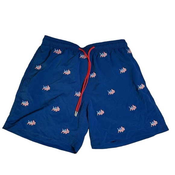 Southern Tide The Skipjack Men’s Swim Trunks Patriotic American Flag Fish Small - Picture 2 of 7